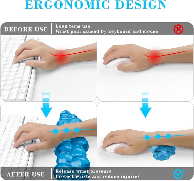 KEPUTAIER Gel Cloud Keyboard and Mouse Wrist Rest, Cute Wrist Support and Arm Support Keyboard Rest for Keyboard and Mouse Typing Pain Relief，Suitable for Office/Computer/Laptop/Gaming (Blue) - Image 2